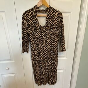 J. McLaughlin Black and Tan Long Sleeve Dress